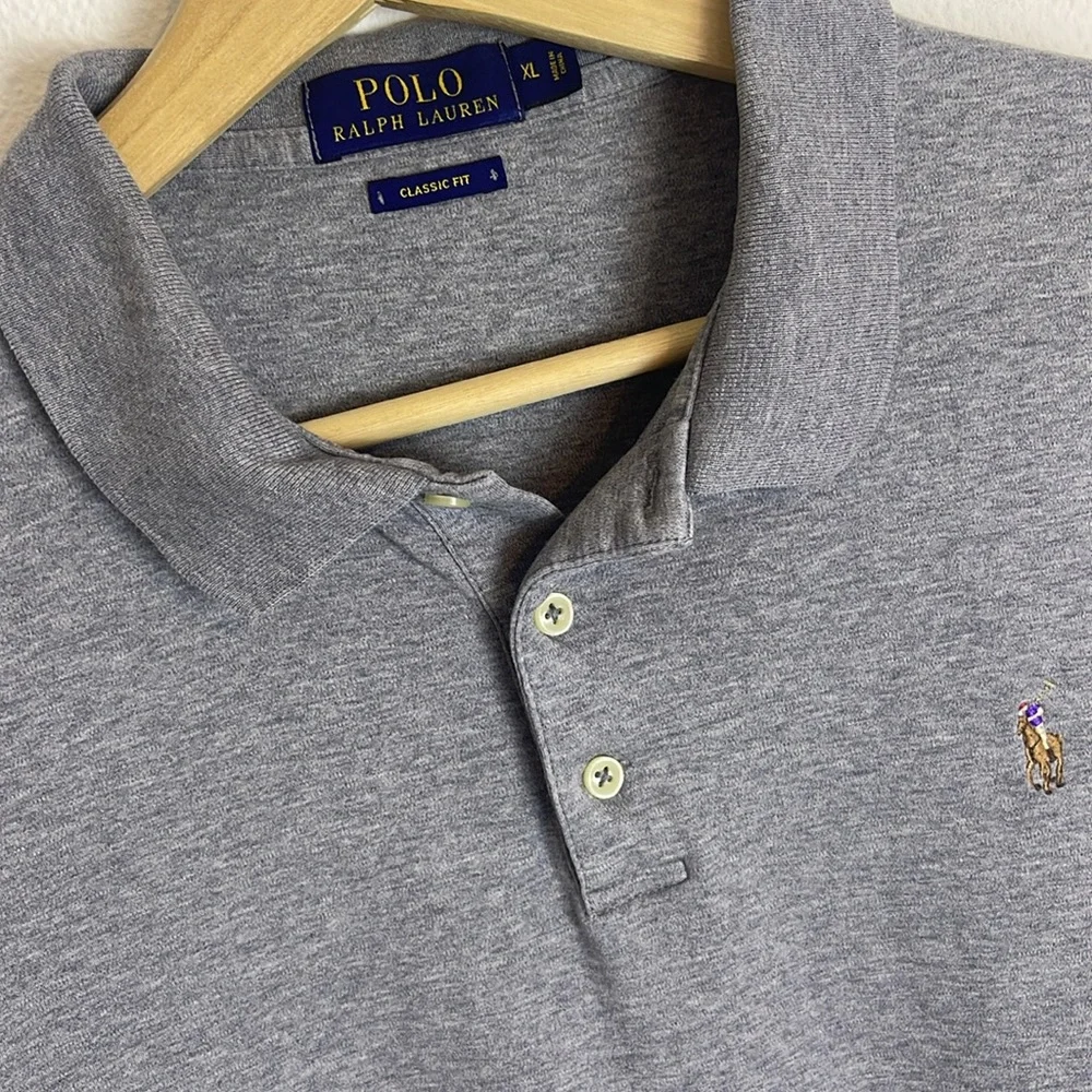 Polo RL grey cotton polo shirt XL